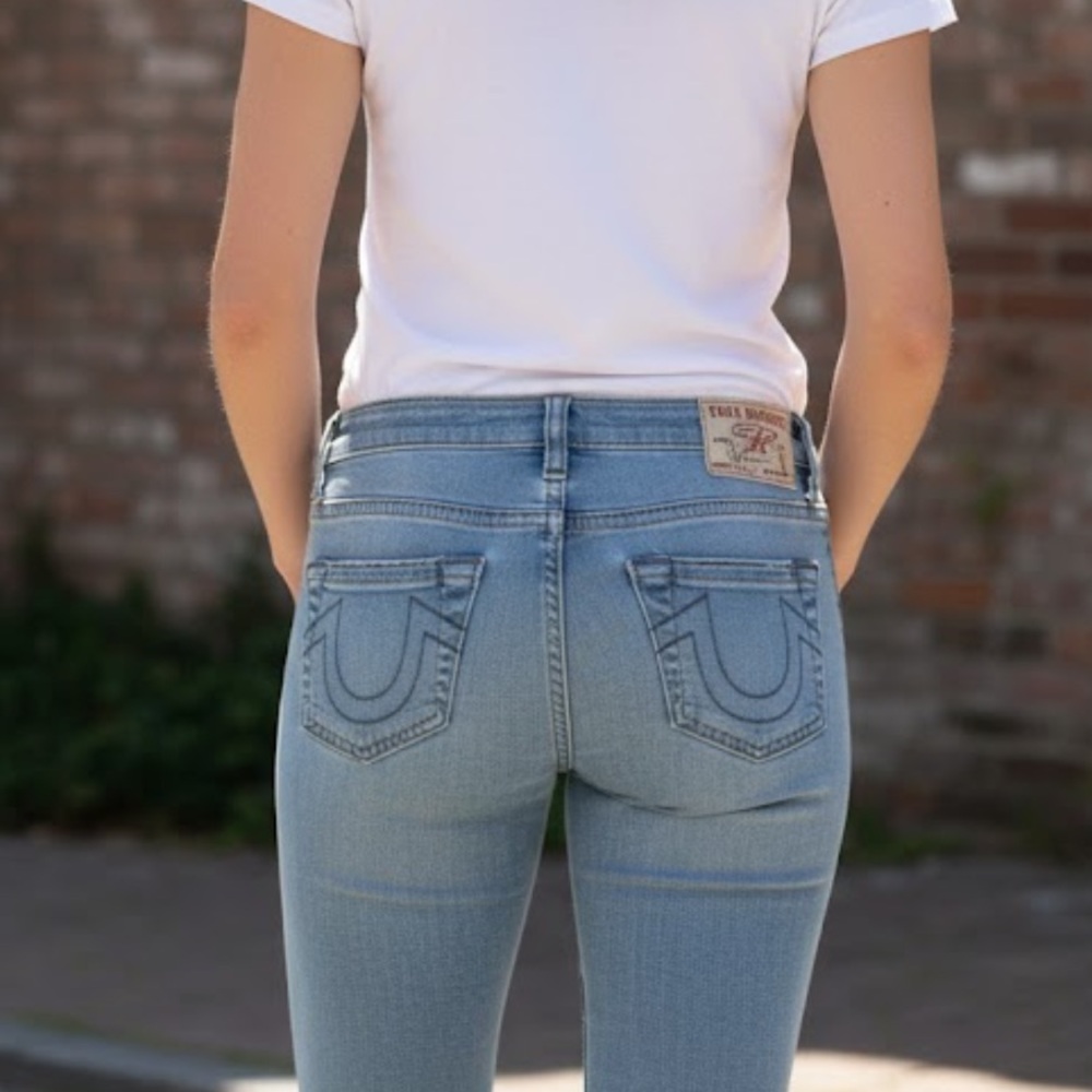 true religion stella low rise skinny light wash raw hem jeans women's 28